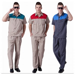 重庆工作服定做6_夏季工作服短袖 工厂车间 套装男工程服 工装劳保工服套装定做